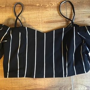 Black and white striped crop top